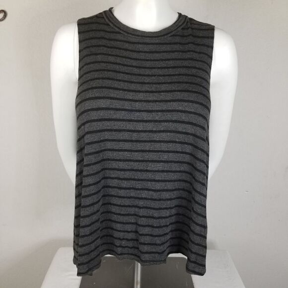 See‎ You Monday Gray Striped Sleeveless Top - Picture 1 of 5
